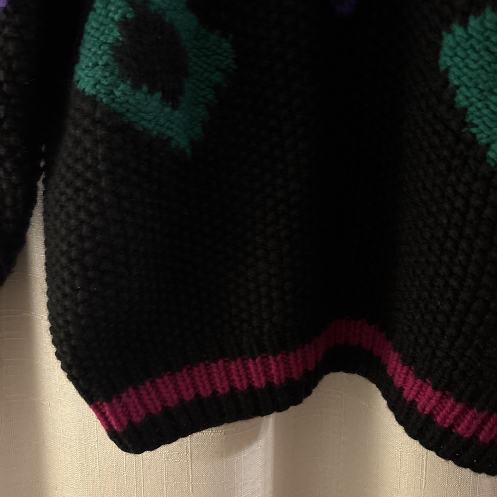 Vtg Nordstrom 100% Wool Hand Knit Sweater Womens L Chunky New Wave Ski 80s SW - Picture 7 of 11